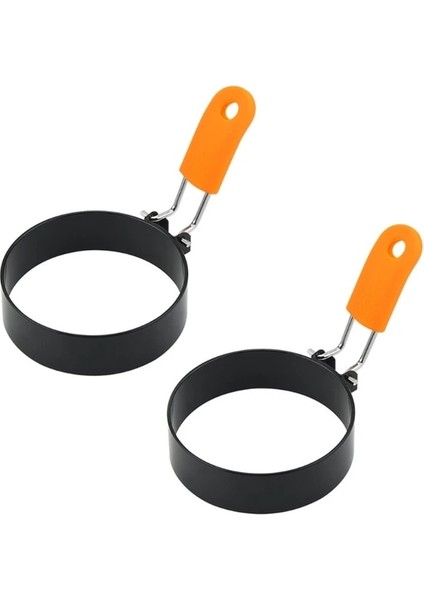 Turuncu Omlet Yüzük Yuvarlak Kızarmış Yumurta Kalıp ile Haşlanma Önleyici Silikon Saplı Paslanmaz Çelik Gözleme Kalıp Aracı Kızartma Yumurta Muffins Için (Yurt Dışından)