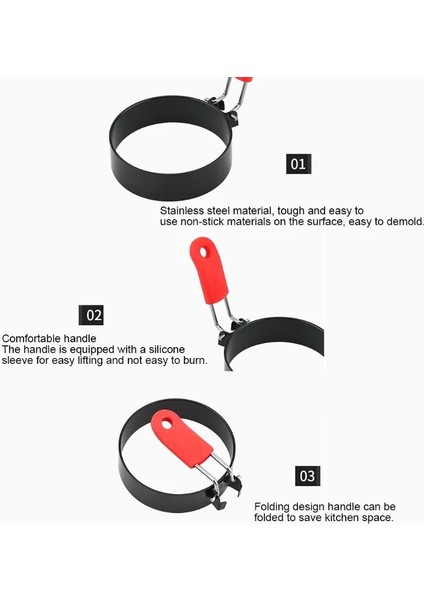 Turuncu Omlet Yüzük Yuvarlak Kızarmış Yumurta Kalıp ile Haşlanma Önleyici Silikon Saplı Paslanmaz Çelik Gözleme Kalıp Aracı Kızartma Yumurta Muffins Için (Yurt Dışından) fiyatları