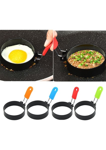 Turuncu Omlet Yüzük Yuvarlak Kızarmış Yumurta Kalıp ile Haşlanma Önleyici Silikon Saplı Paslanmaz Çelik Gözleme Kalıp Aracı Kızartma Yumurta Muffins Için (Yurt Dışından) indirimleri