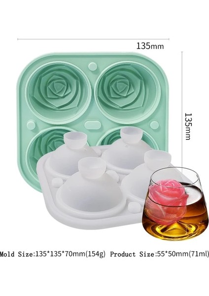 Yeşil 3D Silikon Elmas Kafatası Buz Kalıp Tepsisi Istiflenebilir Silikon Buz Küpü Kalıpları Viski Kokteyller Içecekler Buzlu Çay Bloom Gül (Yurt Dışından)