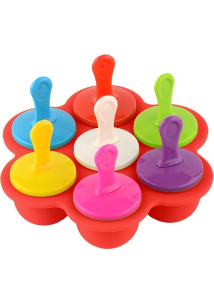 Kırmızı 7 Delik Dondurma Buz Pops Kalıp Gıda Sınıfı Silikon Popsicle Kalıp Buz Yapım Makinesi Bebek Maması Takviyesi Araçları Meyve Sarsıntı Aksesuarları (Yurt Dışından)