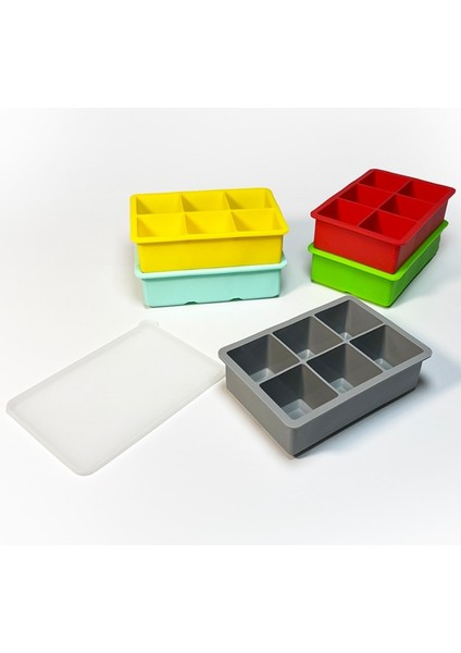 Şeffaf Kapaklı 6 Izgaralar Kapaklı Silikon Buz Küpü Kalıp Buz Yapıcı Büyük Kare Viski Buz Tepsisi Kalıp Dondurma Kalıp Yaz Dondurma Yapımcısı Araçları (Yurt Dışından)