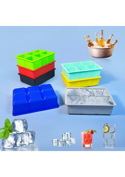 Şeffaf Kapaklı 6 Izgaralar Kapaklı Silikon Buz Küpü Kalıp Buz Yapıcı Büyük Kare Viski Buz Tepsisi Kalıp Dondurma Kalıp Yaz Dondurma Yapımcısı Araçları (Yurt Dışından) indirimleri