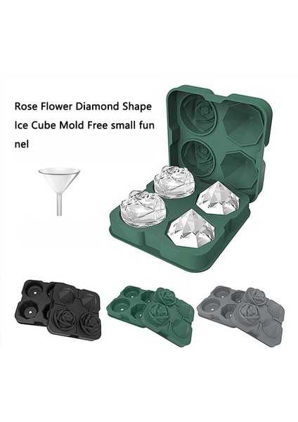 Gri Silikon Buz Küpü Kalıp 4 Izgara Gül Çiçek Elmas Şekli Dondurulmuş Tepsi Modelleme Yapma Aracı Dondurma Kalıp Meyve Küpü Kalıpları (Yurt Dışından) modelleri