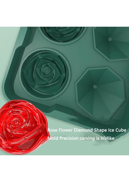 Gri Silikon Buz Küpü Kalıp 4 Izgara Gül Çiçek Elmas Şekli Dondurulmuş Tepsi Modelleme Yapma Aracı Dondurma Kalıp Meyve Küpü Kalıpları (Yurt Dışından) indirimleri