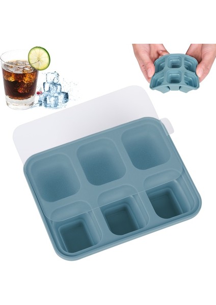 6 DELIKGB-9.6X7.6X3CM 4/6/8 Izgara Büyük Buz Kalıbı Kalıp Kutusu Büyük Gıda Sınıfı Silikon Buz Küpü Kare Tepsi Kalıp Diy Bar Pub Şarap Buz Blokları Makinesi Modeli (Yurt Dışından)