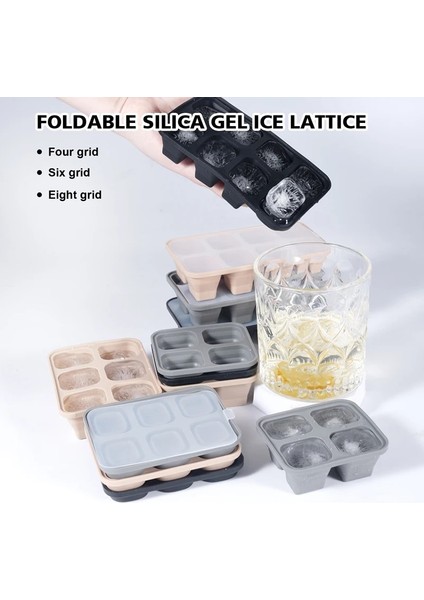6 DELIKGB-9.6X7.6X3CM 4/6/8 Izgara Büyük Buz Kalıbı Kalıp Kutusu Büyük Gıda Sınıfı Silikon Buz Küpü Kare Tepsi Kalıp Diy Bar Pub Şarap Buz Blokları Makinesi Modeli (Yurt Dışından)