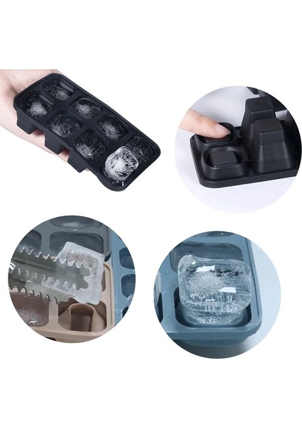 6 DELIKGB-9.6X7.6X3CM 4/6/8 Izgara Büyük Buz Kalıbı Kalıp Kutusu Büyük Gıda Sınıfı Silikon Buz Küpü Kare Tepsi Kalıp Diy Bar Pub Şarap Buz Blokları Makinesi Modeli (Yurt Dışından)