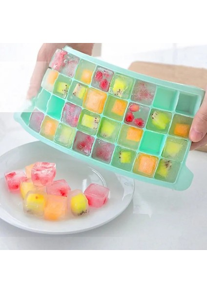 24 Delik Yeşil 36 Delik Buz Küpü Tepsi Silikon Kalıp Dondurulmuş Viski Popsicle Buz Küpü Tepsi Kapaklı Kutu Yapımı Hediyeler Mutfak Aletleri Aksesuarları (Yurt Dışından)