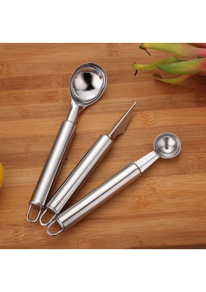 B 430 # Paslanmaz Çelik Meyve Topu Oyma Bıçağı Meyve Soyucu Dondurma Kepçe Patates Bıçağı Meyve Alet Seti (Yurt Dışından) fırsatları