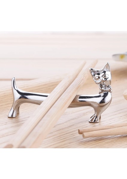 01 Beyefendi Kedi Çubuklarını Tutucu Çinko Alaşım Otel Restoran Çubuklarını Dinlenme Yaratıcı Bıçak Çatal Kaşık Tutucu Masaüstü Dekorasyon (Yurt Dışından)