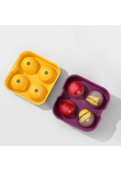 Yewllo - Kırmızı Buz Topu Makinesi Silikon 3D Büyük Büyük Yuvarlak Küre Yüksek Top Buz Şekli Küp Kalıp Tepsisi Viski Için (Yurt Dışından)