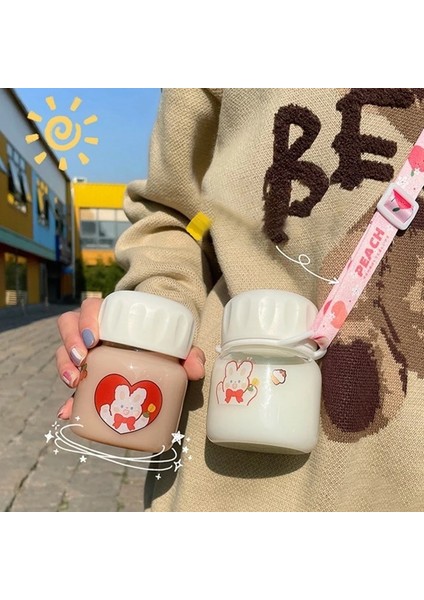 Plastik Bardak 220 ml Sevimli Bardak Basit Beyaz Su Bardağı Güzel Süt Kahve Kupa Ins Güdük Fincan Damla Dayanıklı Açık Su Şişesi Tazas De Café (Yurt Dışından)
