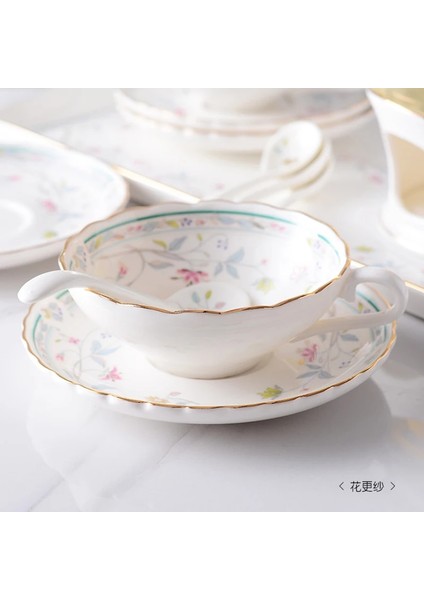 H04 Avrupa Tarzı Çiçek Tasarım Kahve Seti 150 ml Çay Seti Phnom Penh Seramik Kahve Fincanı ve Çay Saati Için Tabak Kemik Çini (Yurt Dışından)