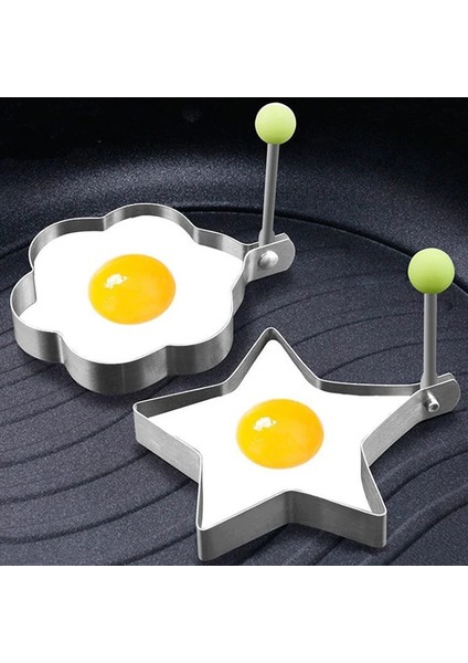 Round-1pcs Yapışmaz Paslanmaz Çelik Kızarmış Yumurta Kalıp Saplı Yuvarlak Gözleme Kalıp Kızarmış Yumurta Şekillendirici Gözleme Kalıp Omlet Kalıp Pişirme Aracı (Yurt Dışından)