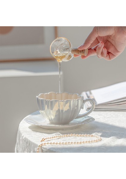 Gök Mavisi 200-400 ml Petal Kahve Fincanı Seramik Fincan ve Tabak Seti Avrupa High-End Zarif Ikindi Çayı Çiçek Çayı Bardağı Süt Kupası (Yurt Dışından)