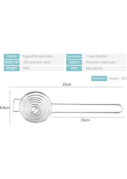 Paslanmaz Çelik Taşınabilir Spiral Paslanmaz Çelik Yumurta Beyaz Ayırıcı Tel Uzun Saplı Ev Yumurta Araçları Mutfak Aksesuarları Mutfak Aracı (Yurt Dışından) indirimleri