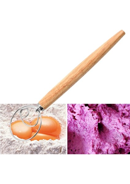 Ddq1 13 Inç Meşe Saplı Un Karıştırıcı Un Karıştırıcı Danimarka Hamur Karıştırma Çubuğu Paslanmaz Çelik Bobin Yumurta Çırpıcı (Yurt Dışından)