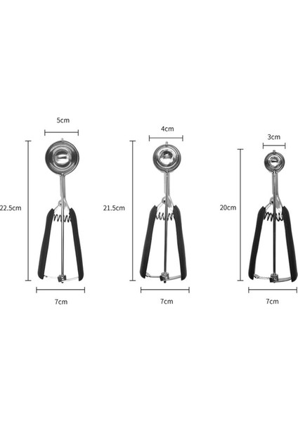 Balck Seti 3 Adet Kurabiye Kepçesi Dondurma Kepçe ile Tetik Serbest Bırakma Anti Kayma Paslanmaz Çelik Kurabiye Hamuru Kepçe Ev Mutfak Aksesuarları (Yurt Dışından) fiyatları