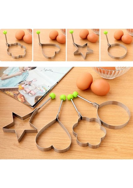4 Adet Yumurta Pişiricisi Paslanmaz Çelik Kızarmış Yumurta Şekillendirici Gözleme Kalıp Omlet Kalıp Kızartma Yumurta Pişirme Araçları Mutfak Aksesuarları Gadget (Yurt Dışından)