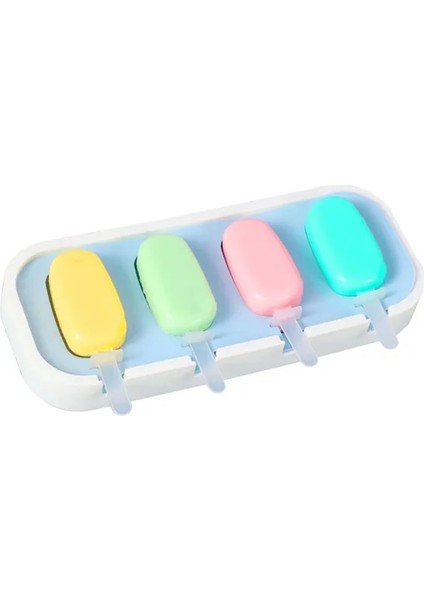 K 4 Hücre Büyük Boy Silikon Dondurma Kalıp Popsicle Kalıpları Dıy Ev Yapımı Tatlı Dondurucu Meyve Suyu Buz Pop Maker Kalıp Sopalarla (Yurt Dışından)