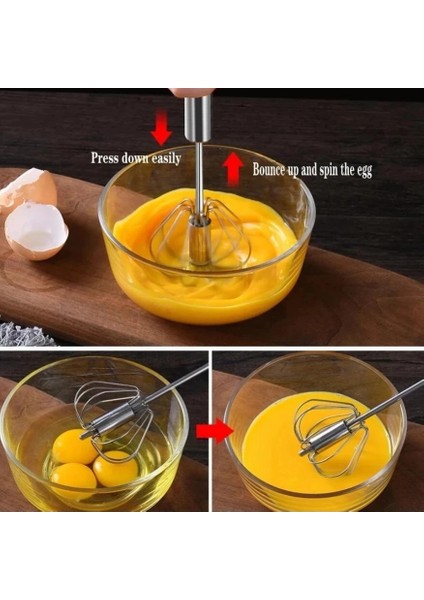 12 Inç 1 Adet Yarı Otomatik Döner Yumurta Çırpıcı Paslanmaz Çelik Manuel Mikser Karıştırıcı Mini Yumurta Blender Mutfak Fırında Çırpma Araçları (Yurt Dışından)