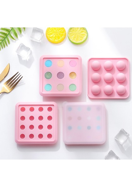 Pembe 2.4 cm 9 Delik Ev Yapımı Mini Buz Hokeyi Kalıbı Ev Mutfak Eşyaları Kapaklı Çikolata Inci Akış Kalp Dolum Kalıp Topu Kalıp Çikolata Kalıp (Yurt Dışından)