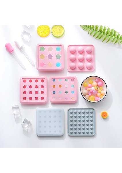 Pembe 2.4 cm 9 Delik Ev Yapımı Mini Buz Hokeyi Kalıbı Ev Mutfak Eşyaları Kapaklı Çikolata Inci Akış Kalp Dolum Kalıp Topu Kalıp Çikolata Kalıp (Yurt Dışından)