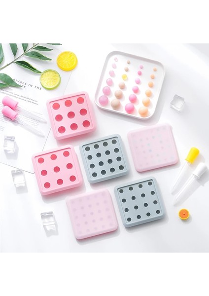 Pembe 2.4 cm 9 Delik Ev Yapımı Mini Buz Hokeyi Kalıbı Ev Mutfak Eşyaları Kapaklı Çikolata Inci Akış Kalp Dolum Kalıp Topu Kalıp Çikolata Kalıp (Yurt Dışından)