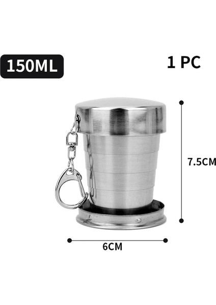 150 ml Tedarik Açık Taşınabilir Taşıma Su Bardağı Paslanmaz Çelik Katlanır Geri Çekilebilir Seyahat Küçük Su Bardağı Kahve Fincanı Kamp Kupası (Yurt Dışından)
