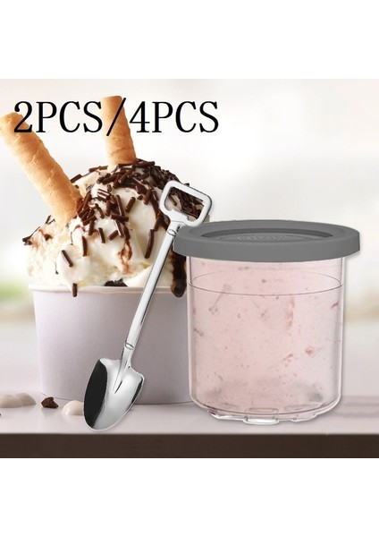 Gri 2 Adet 2/4 Adet Dondurma Pint Bardak Nınja-Creamı NC299AMZ/NC300S Serisi Dondurma Yapma Makinesi Değiştirmeleri Saklama Kavanozu Sızdırmazlık Kapaklı (Yurt Dışından)