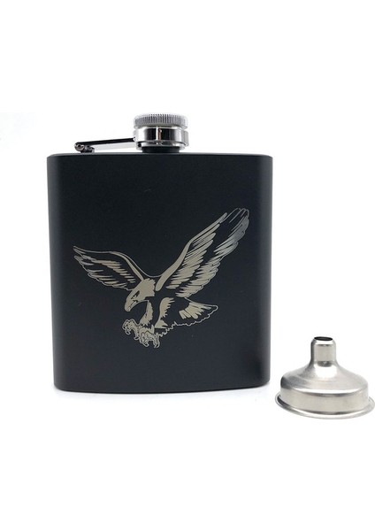 V Alalinong B110 Siyah Cep Şişesi 6 Oz Paslanmaz Çelik Kişiselleştirilmiş Lazer Kazınmış Şişe Alkol Likör Viski Rum Tek Huni ile (Yurt Dışından)