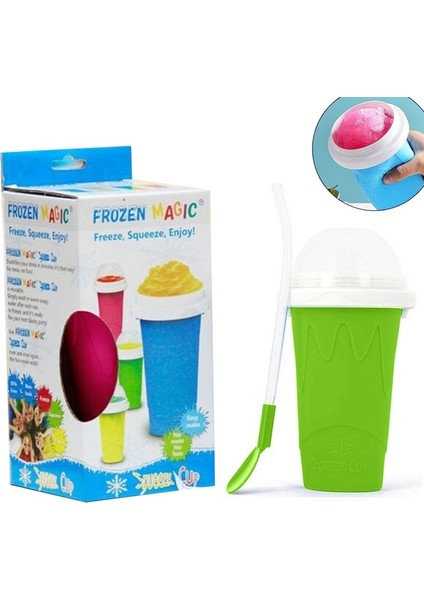 Yeşil Hızlı Dondurulmuş Smoothies Bardak Slushy Dondurma Makinesi Milkshake Soğutma Fincan Silikon Sıkmak Slushy Fincan Dıy Ev Yapımı Dondurulmuş Içecekler (Yurt Dışından)