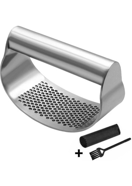 Açık Sarı Paslanmaz Çelik Sarımsak Presi Sarımsak Presi Haddeleme Araçları Öğütücü Kavisli Yüzey Kıyma Ezici Dayanıklı Ev Mutfak Pişirme Uygulaması (Yurt Dışından)