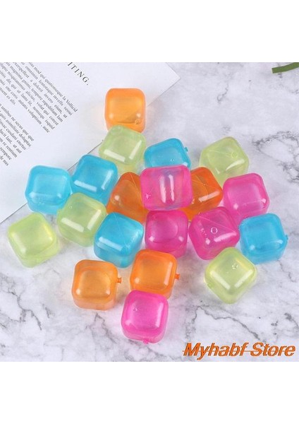 Kare Rastgele Renk 20 Adet/grup Plastik Buz Küpü Fiziksel Soğutma Aracı Yeniden Kullanılabilir Meyve/kare/yıldız Şekilli Buz Küpü Açık Piknik Buz Taş Bar Araçları (Yurt Dışından)