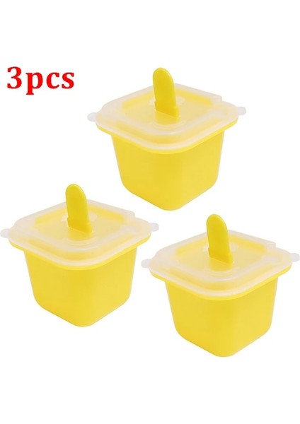 3 Adet Sarı Kare Buz Küpü Kalıpları Gıda Sınıfı Silikon Dondurma Kalıp Tepsisi ile Dondurma Çubuğu Dıy Jöle Puding Yaz Buzlu Içecek Topu Makinesi (Yurt Dışından)