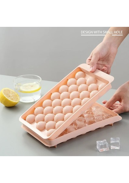 Pembe L 3D Yuvarlak Buz Küpü Tepsi Kapaklı Plastik Elmas Tarzı Buz Kalıp Buzdolabı Küresel Dıy Kalıpları Buz Topu Makinesi Mutfak Aletleri (Yurt Dışından)