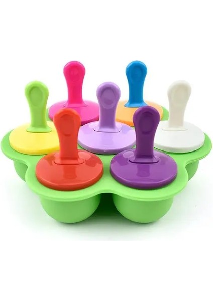Yeşil Yeni 7 Delik Silikon Popsicle Kalıp Dondurma Pops Kalıp Gıda Sınıfı Buz Yapıcı Bebek Maması Takviyesi Araçları Meyve Sarsıntı Aksesuarları (Yurt Dışından)