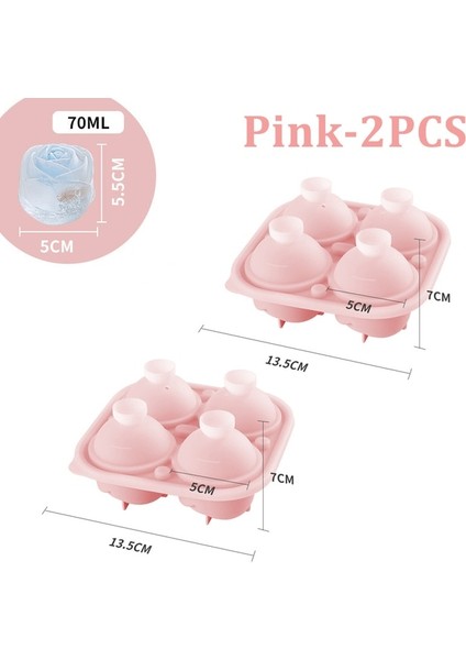 Pink-2pcs 3D Büyük Buz Küpü Tepsileri 2.5 Inç Gül Buz Kalıpları 4 Dev Sevimli Çiçek Şekli Kokteyl Suyu Viski Dondurucu Için Buz Silikon Kalıp (Yurt Dışından)
