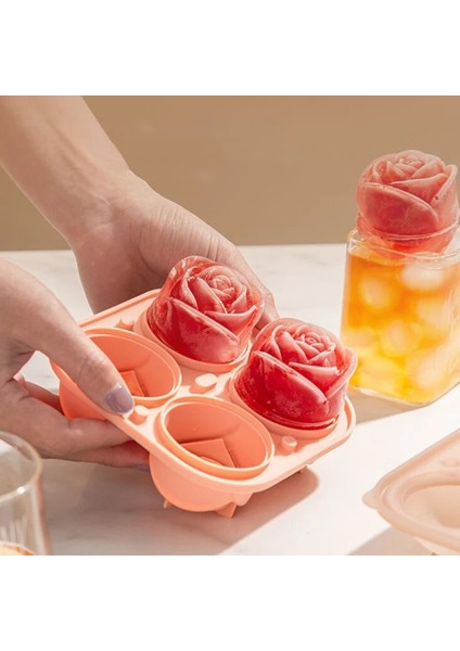 Pink-2pcs 3D Büyük Buz Küpü Tepsileri 2.5 Inç Gül Buz Kalıpları 4 Dev Sevimli Çiçek Şekli Kokteyl Suyu Viski Dondurucu Için Buz Silikon Kalıp (Yurt Dışından) fiyatları