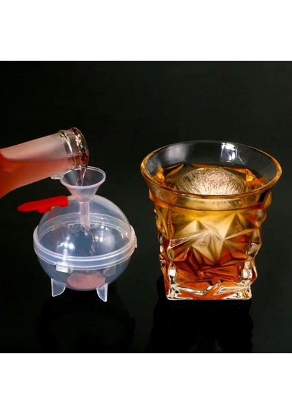 Huni ile Mavi 4 Adet 2/4/6 Adet Huni ile Buz Topu Makinesi Parti Bar Için Küresel Buz Küpü Makinesi Viski Kokteyl Soğuk Içecekler Yuvarlak Buz Kalıbı (Yurt Dışından)