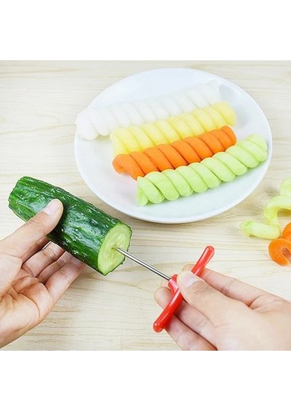 Bir Sebze Spiral Bıçak Patates Havuç Salatalık Kıyıcı Kolay Spiral Vida Dilimleme Kesici Spiralizer Mutfak Aksesuarları Alet (Yurt Dışından) modelleri