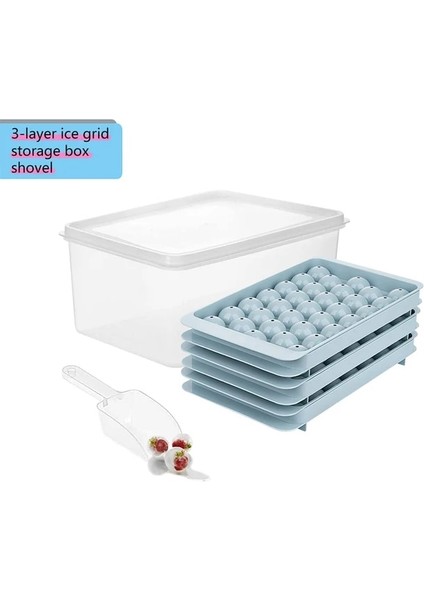 3 Katmanlı Set Yuvarlak Buz Küpü Tepsi Soğutucu Kokteyl Viski Çay ve Kahve Küçük Buz Topları Tepsisi Kapaklı ve Kutulu Daire Buz Kalıp Makinesi (Yurt Dışından)