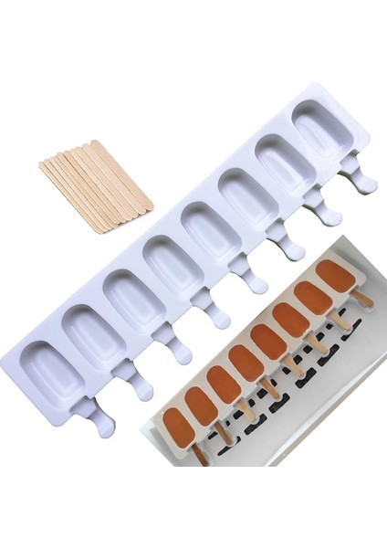 4 Delik-Küçük 4/8 Delik Gıda Sınıfı Silikon Dondurma Kalıp Buz Pop Küp Popsicle Kalıp Sopalarla Tatlı Dıy Magnum Kek Kalıbı Dondurma Yapma Makinesi (Yurt Dışından)