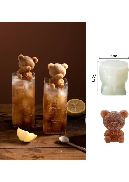 Küçük 1 Adet Ayı Buz Küpü Kalıp Gıda Sınıfı Silikon Kokusuz Karikatür Viski Şarap Içecek Kahve Buz Kalıp Kahve Dondurma Kalıp Mutfak Aracı (Yurt Dışından)