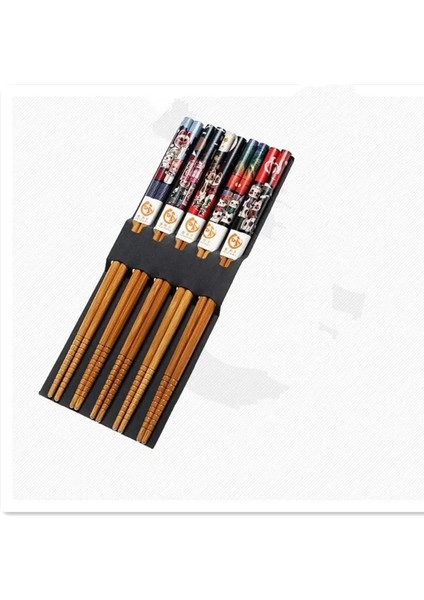 Morina Yeniden Kullanılabilir 5 Çift Set El Yapımı Bambu Japon Doğal Ahşap Çubuklarını Suşi Gıda Kedi Çiçek Çok Renkli Ahşap Çubuklarını (Yurt Dışından)