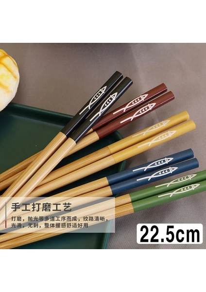 D 5 Çift 5 Çift Set Yeniden Kullanılabilir El Yapımı Bambu Japon Doğal Ahşap Çubuklarını Suşi Gıda Kedi Çiçek Çok Renkli Ahşap Çubuklarını (Yurt Dışından)