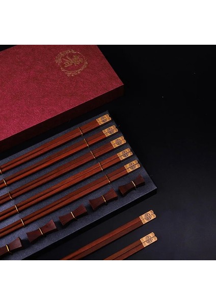(5 Çift A) 5 Çift Çin Çubuklarını Yüksek Kalite Premium Doğal Kırmızı Sandal Ağacı Çubuklarını Hediye Kutusu Ambalaj Ev Sofra Seti (Yurt Dışından)