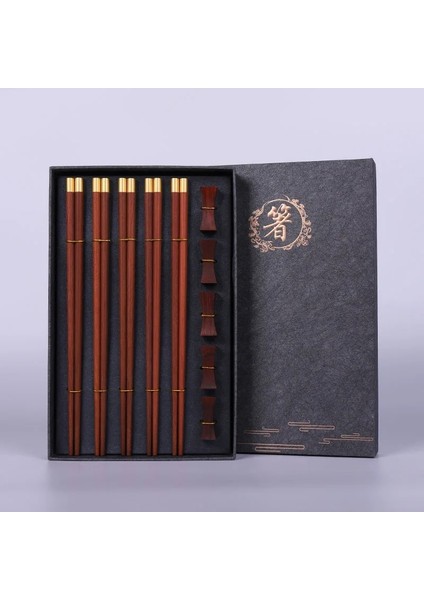(5 Çift A) 5 Çift Çin Çubuklarını Yüksek Kalite Premium Doğal Kırmızı Sandal Ağacı Çubuklarını Hediye Kutusu Ambalaj Ev Sofra Seti (Yurt Dışından)