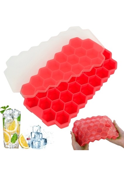 Kırmızı 37 Izgara Küpleri Buz Tepsisi Küp Kalıp Yaratıcı Diy Petek Şekli Buz Küpü Ray Kalıp Dondurma Kalıp Parti Soğuk Içecek Bar Soğuk Içecek Junejour0 (Yurt Dışından)